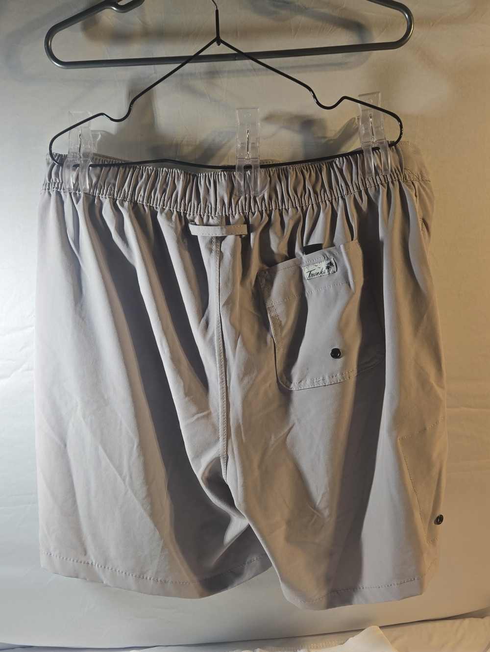 Men's Athletic Swim Shorts in Light Taupe with Elastic Waistband